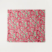 Elegantes Muster Vintager Rose - Rot und Grün Wandteppich (Vorderseite (Horizontal))
