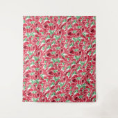 Elegantes Muster Vintager Rose - Rot und Grün Wandteppich (Vorderseite)