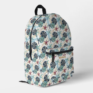 Elegantes Muster von Blauen und goldenen Ozeanen Bedruckter Rucksack