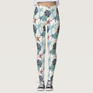Elegantes Muster von Blauen und goldenen Ozeanen Leggings