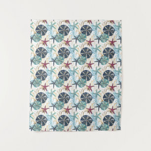 Elegantes Muster von Blauen und goldenen Ozeanen Wandteppich
