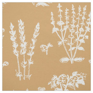 Elegantes Muster von Tan Orange White Herbal Garde Stoff