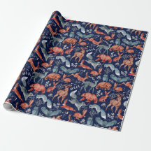 Elegantes Muster von wilden Waldtieren auf Blau