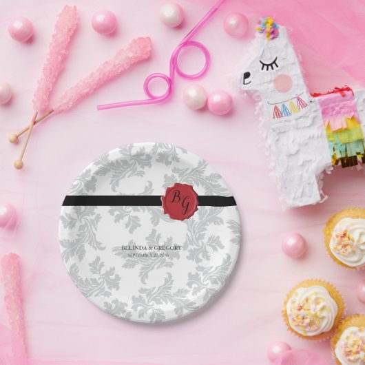 Elegantes Muster & Wachs Siegel Hochzeit Pappteller (Party)