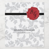 Elegantes Muster & Wachs Siegel Hochzeit Weinetikett (Einzelnes Label)