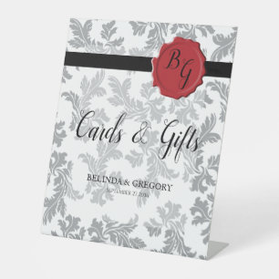 Elegantes Muster & Wax Siegel Hochzeitskarten Gesc Sockelschild