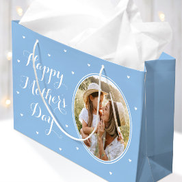 Elegantes Muttertags-Foto blau weiß Große Geschenktüte