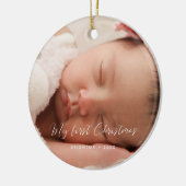 Elegantes My First Christmas Baby Foto Keramik Ornament (Links)