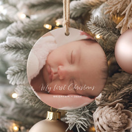 Elegantes My First Christmas Baby Foto Keramik Ornament