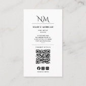 Elegantes Nageldesigner-Foto Monogramm QR-Code Visitenkarte (Rückseite)
