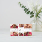 Elegantes Nagelstudio-Script-Monogramm-Foto-QR-Cod Visitenkarte (Stehend Vorderseite)