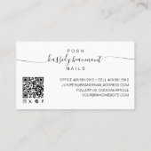 Elegantes Nagelstudio-Script-Monogramm-Foto-QR-Cod Visitenkarte (Rückseite)