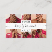 Elegantes Nagelstudio-Script-Monogramm-Foto-QR-Cod Visitenkarte (Vorderseite)