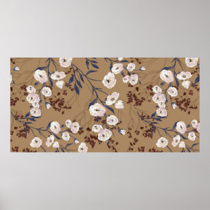 Elegantes nahtloses Grafikmuster in der Rose Poster