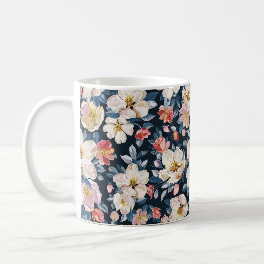 Elegantes nahtloses Muster mit blühendem Apfel tr Kaffeetasse (Links)