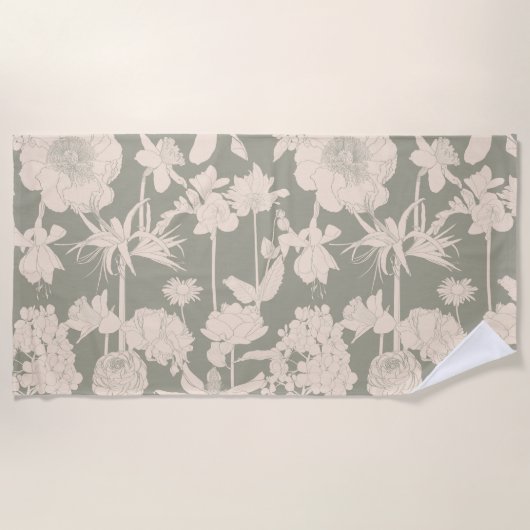 Elegantes, nahtloses Muster mit Blume. Strandtuch (Vorderseite)