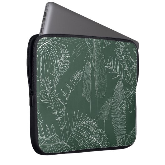 Elegantes nahtloses Muster mit von grüner Hand gez Laptopschutzhülle (Vorne Rechts)