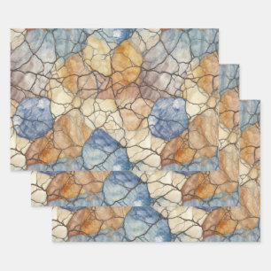 Elegantes Natursteinmuster Geschenkpapier Set