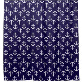 Elegantes Nautical Anchor Muster Blau Duschvorhang (Vorderseite)