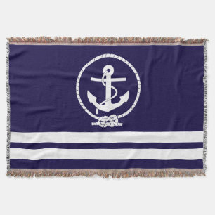 Elegantes Nautical Anker- und Streifen-Muster Decke