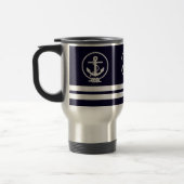 Elegantes Nautical Anker- und Stripmuster Reisebecher (Links)