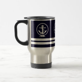 Elegantes Nautical Anker- und Stripmuster Reisebecher