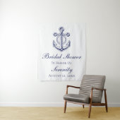 Elegantes Nautical Navy Blue Anchor Brautparty Wandteppich (Beispiel)