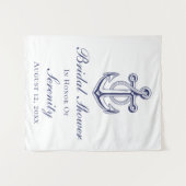 Elegantes Nautical Navy Blue Anchor Brautparty Wandteppich (Vorderseite (Horizontal))