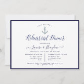 Elegantes Nautical Navy Blue Anchor Probe Dinner Einladung (Vorderseite)