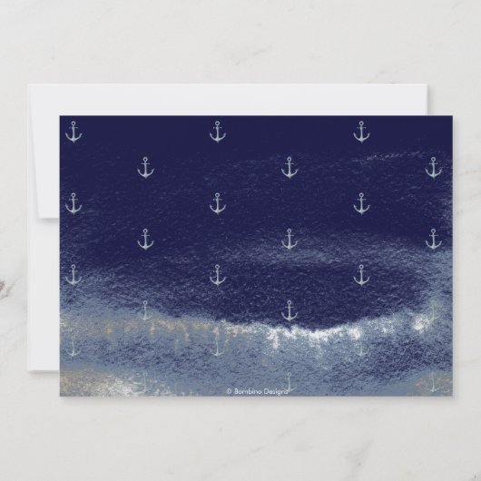 Elegantes Nautical Navy Blue Anchor Probe Dinner Einladung (Rückseite)