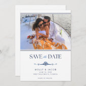 Elegantes nautisches Foto Hochzeit speichern Sie d Save The Date (Vorne/Hinten)