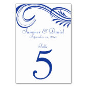 Elegantes, nautisches Navy Blue auf weißen Tischnu Tischnummer (Rückseite)