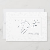 Elegantes Navy-Blatt-Monogramm Save The Date (Vorderseite)
