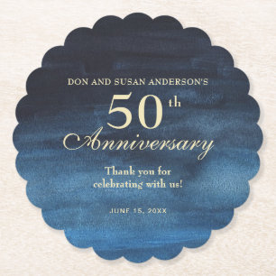Elegantes Navy Blau 50. Hochzeitstag Untersetzer