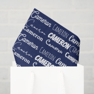 Elegantes Navy Blau Geburtstags-Personalisierter N Seidenpapier