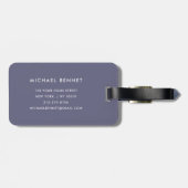 Elegantes Navy Blau Gingham Monogramm Gepäckanhänger (Rückseite horizontal)