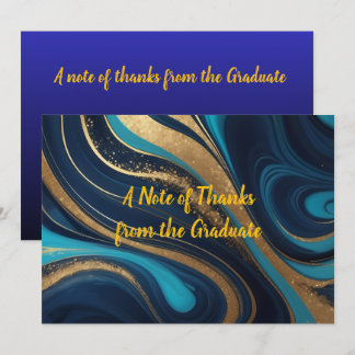 Elegantes Navy Blau Gold Abschluss 2026 Dankeskarte