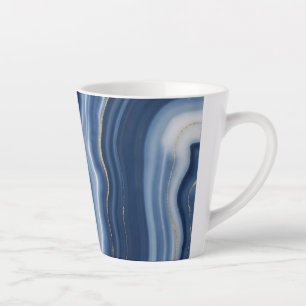 Elegantes Navy Blau Gold abstraktes Flüssig-Marmor Milchtasse