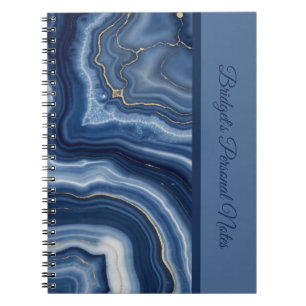 Elegantes Navy Blau Gold abstraktes Flüssigmarborm Notizblock