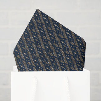 Elegantes Navy Blau Gold Immergrün Weihnachten Seidenpapier