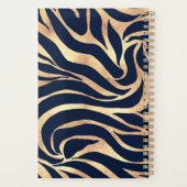 Elegantes Navy Blau Gold Zebramuster Planer (Rückseite)