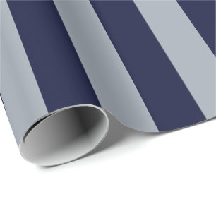 Elegantes Navy Blau Hellblau gestreiftes Muster Geschenkpapier