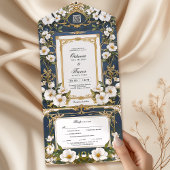 Elegantes Navy Blau in einer Hochzeit Einladung