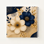 Elegantes Navy-Blau- und Gold-Botanik-Blumenmuster Notizblock (Rückseite)