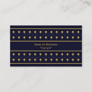 Elegantes Navy Blau und Gold Damast Visitenkarte