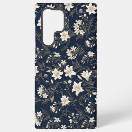Elegantes Navy Blau und Gold Lily Floral Samsung Galaxy Hülle