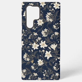 Elegantes Navy Blau und Gold Lily Floral Samsung Galaxy Hülle