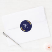 Elegantes Navy Blau und Gold Monogramm (personalis Runder Aufkleber (Umschlag)