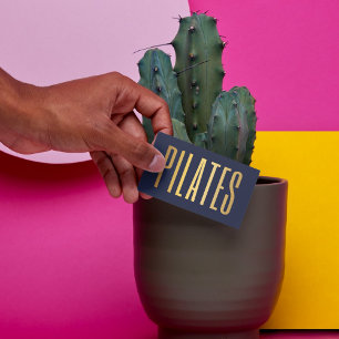 elegantes Navy-Blau und Gold Pilates Visitenkarte