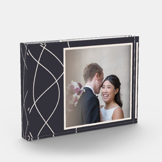 Elegantes Navy Blauer individuelles Foto (Links)